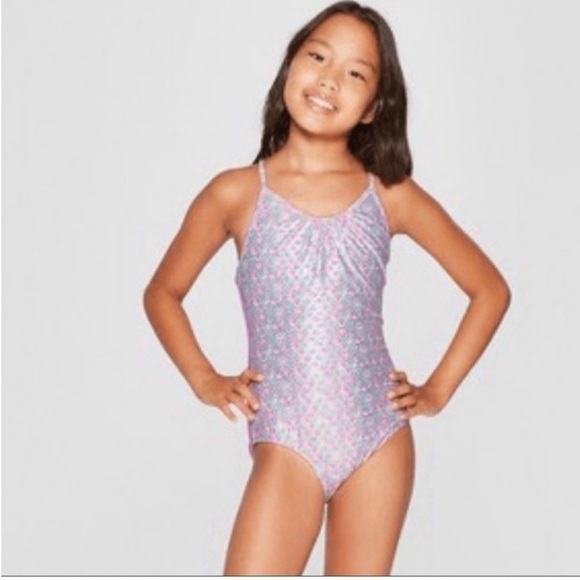 Cat & Jack Mermaid Swimsuit 4/5 - Picture 1 of 4